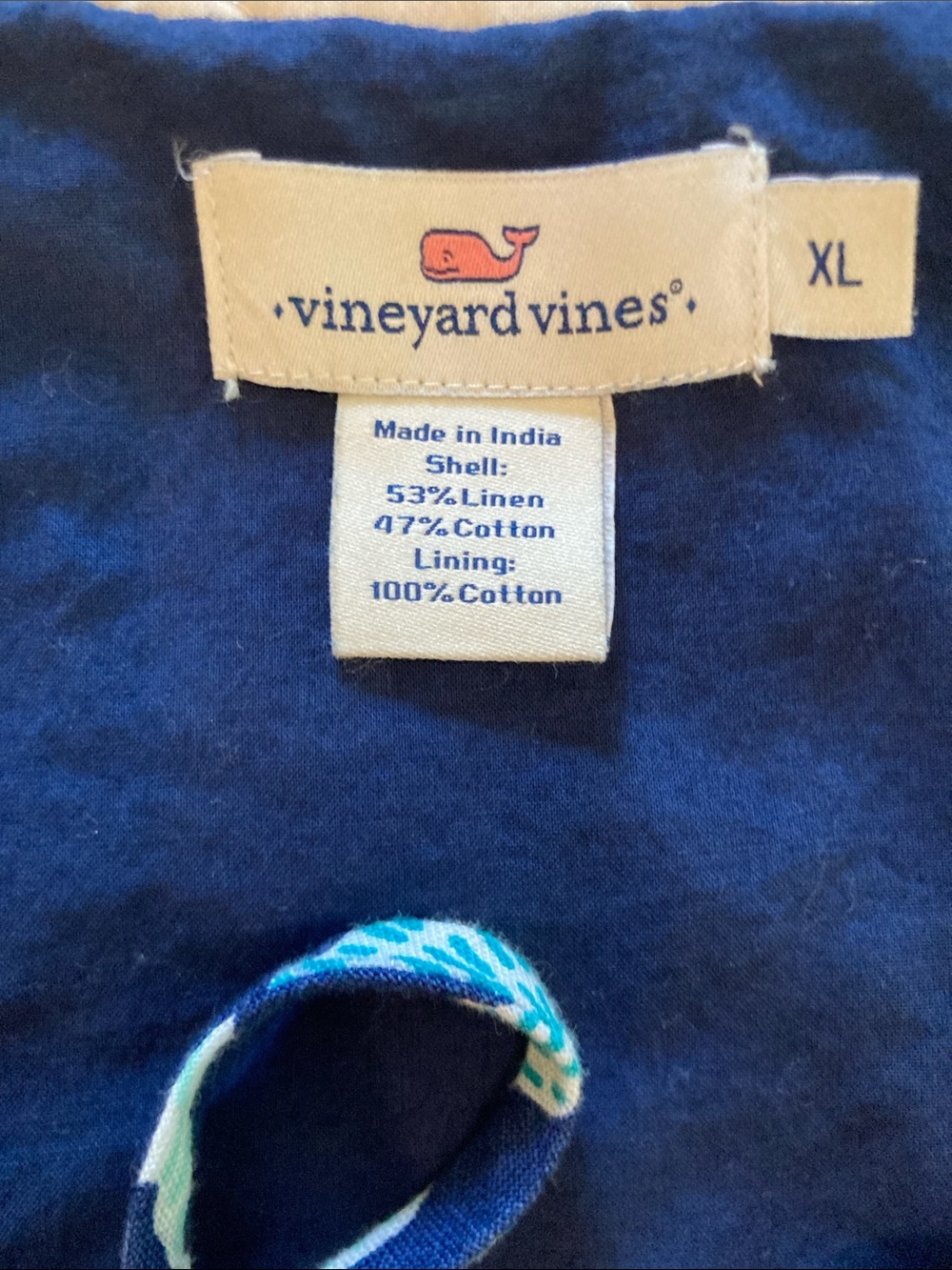 Vineyard Vines Navy Dress with Aqua Floral Print - Picture 4 of 7